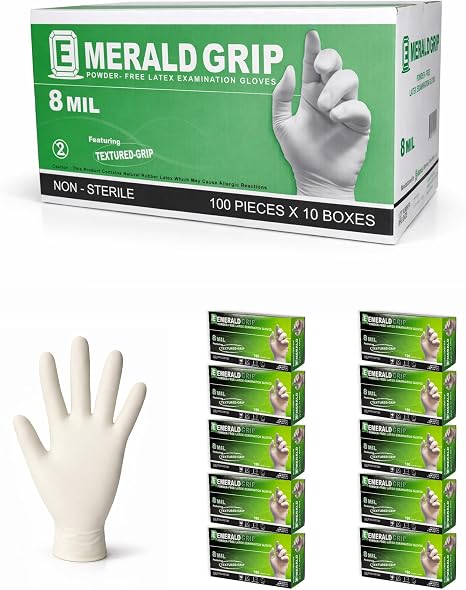 Emerald Grip EM6804 — XL Powder-Free Latex Gloves, 8 MIL — 100/Box, 10 Boxes/Case