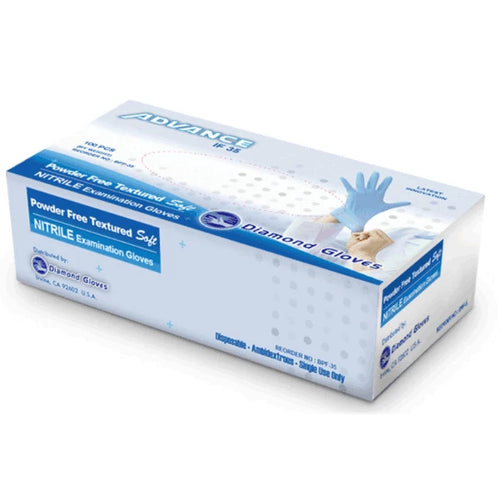 Advance BPF-35XL — Blue XL Powder-Free Latex-Free Nitrile Exam Gloves — 100/Box, 10 Boxes/Case