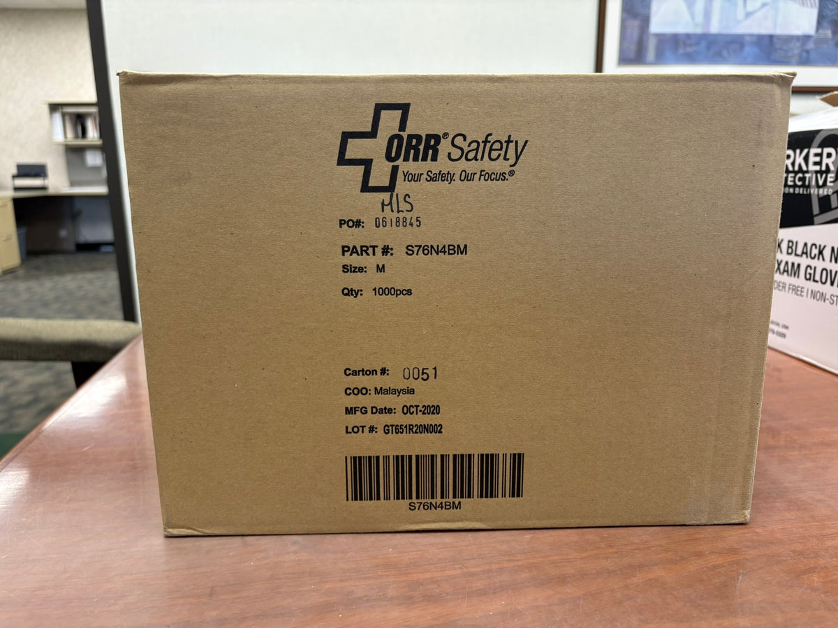 ORR Safety S76N4BM — Blue Medium Nitrile Exam Gloves — 1,000/Case — EXPIRED